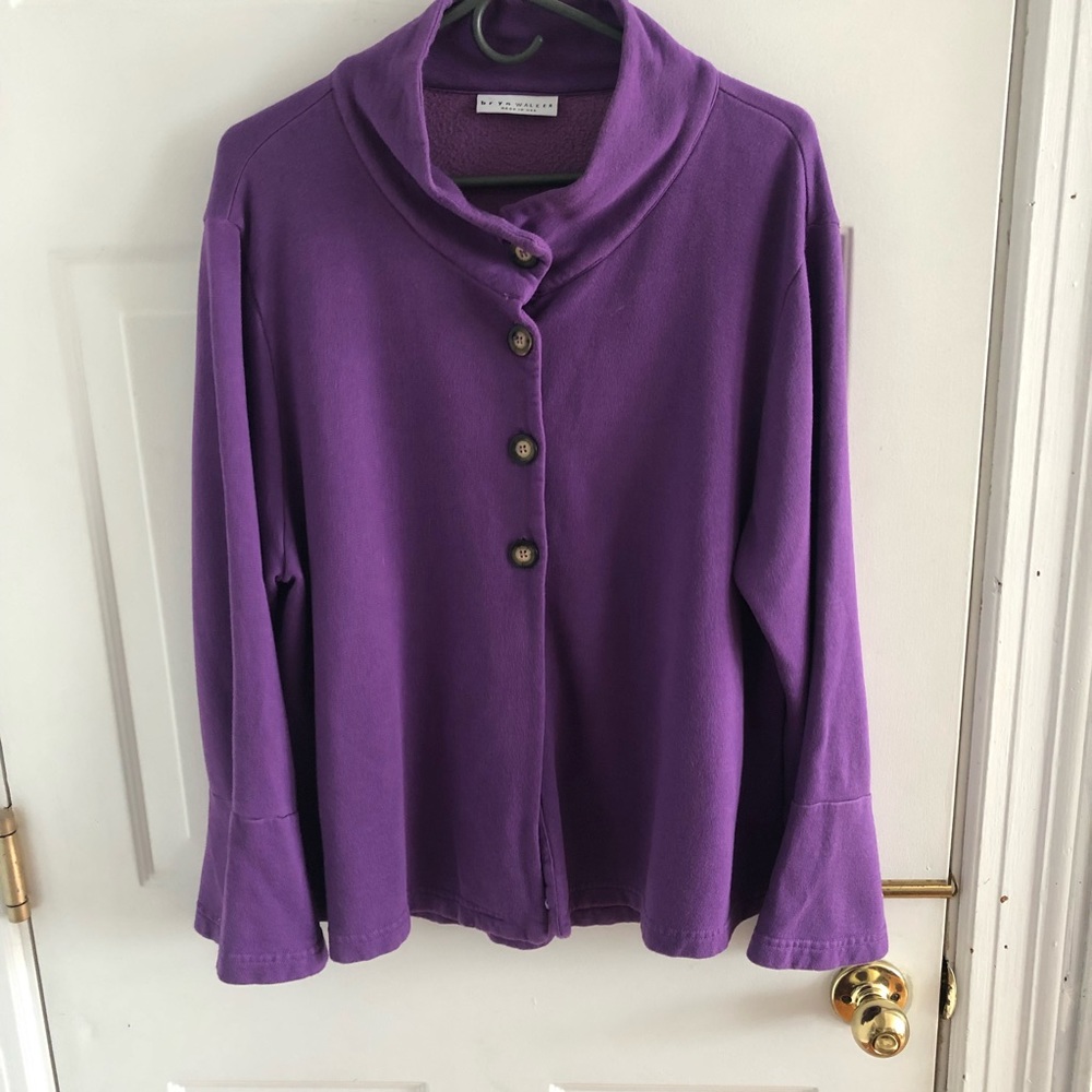 Bryn Walker cozy button down bell sleeve top in purple